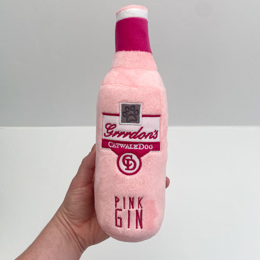 Grrrdon’s Pink Gin Bottle Plush Dog Toy